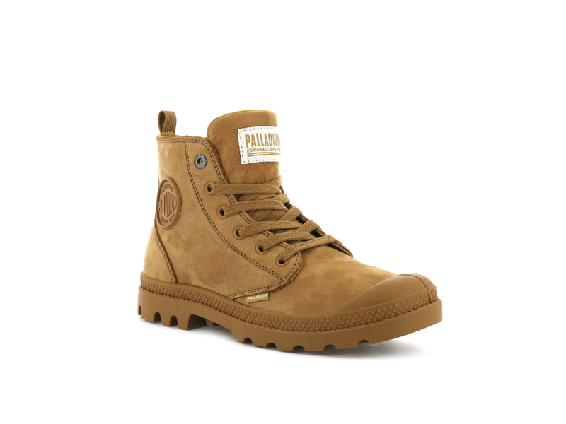 Amber Gold Women's Palladium Pampa Hi Zip Nubuck Boots | Israel  BNXDEH-932