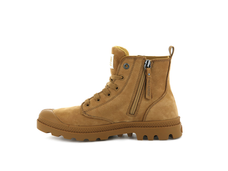 Amber Gold Women's Palladium Pampa Hi Zip Nubuck Boots | Israel  BNXDEH-932