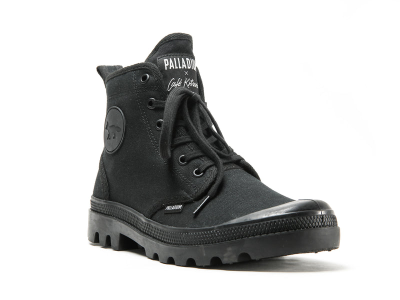 Black/Black Kids' Palladium Pallabrousse X Kitsune High Tops | Israel  XTOGKM-805