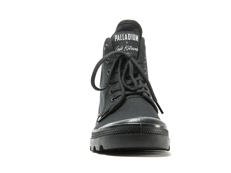 Black/Black Kids' Palladium Pallabrousse X Kitsune High Tops | Israel  XTOGKM-805