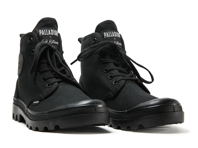 Black/Black Kids' Palladium Pallabrousse X Kitsune High Tops | Israel  XTOGKM-805