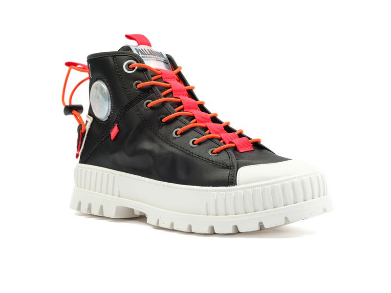 Black/Black Kids' Palladium Pallashock Mid Ticket To Earth High Tops | Israel  GFCQYZ-379