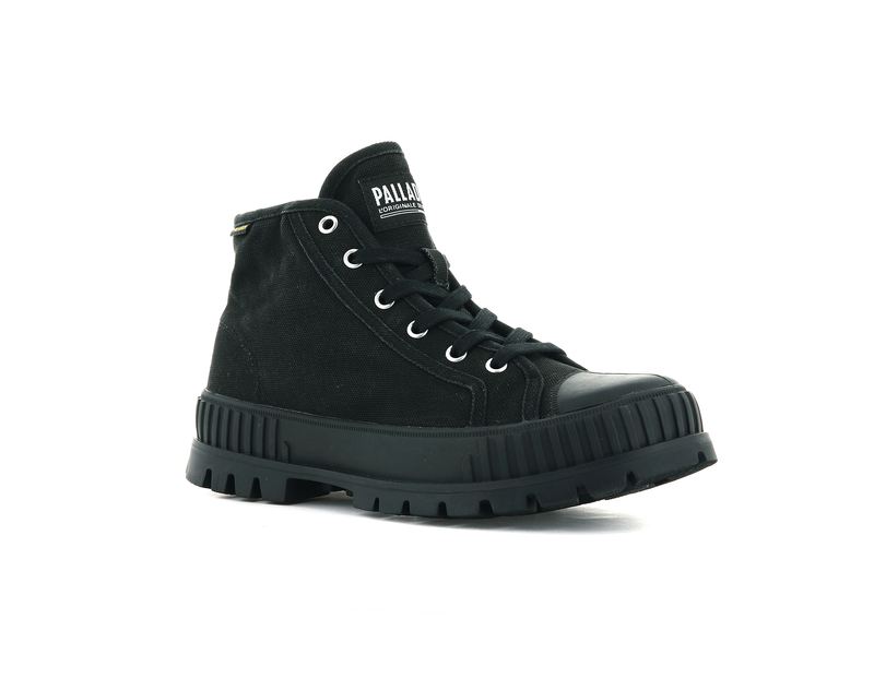 Black/Black Kids' Palladium Pallashock Mid Og High Tops | Israel  IFXCJZ-375