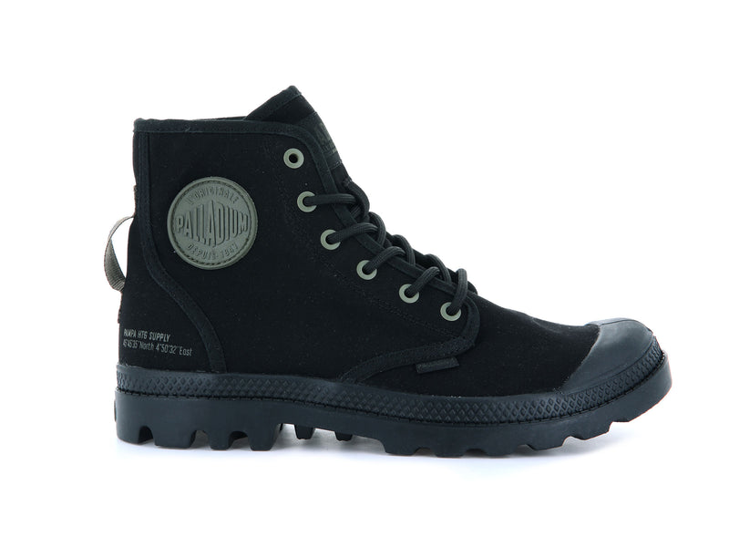 Black/Black Kids\' Palladium Pampa Hi Htg Supply Boots | Israel  ZIMSUR-075