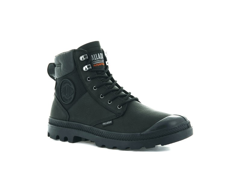 Black/Black Kids' Palladium Pampa Shield Wp+ Lth Boots | Israel  LQTOHE-756