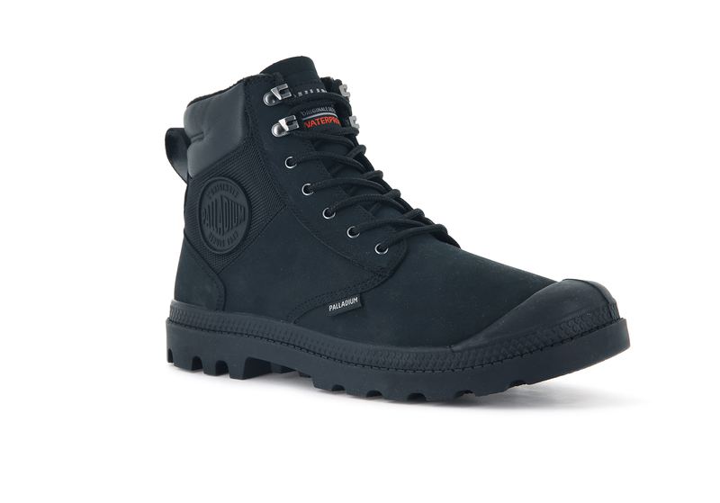 Black/Black Kids' Palladium Pampa Shield Wp+ Lux Boots | Israel  YUPVLQ-824