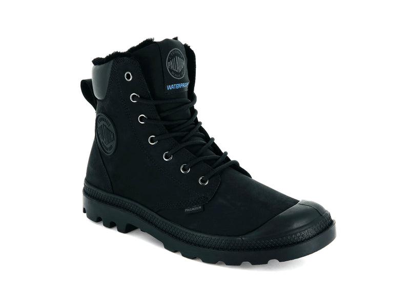 Black/Black Kids' Palladium Pampa Sport Cuff Wps Boots | Israel  XALYCR-569