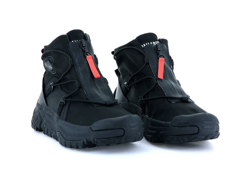 Black/Black Men's Palladium Off-Grid Hi Zip Waterproof + Low Tops | Israel  VIBJMT-413