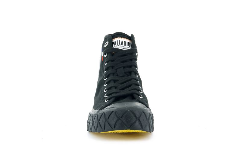 Black/Black Men's Palladium Palla Ace Canvas Mid High Tops | Israel  LGSFBW-512