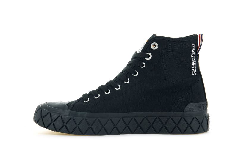 Black/Black Men's Palladium Palla Ace Canvas Mid High Tops | Israel  LGSFBW-512