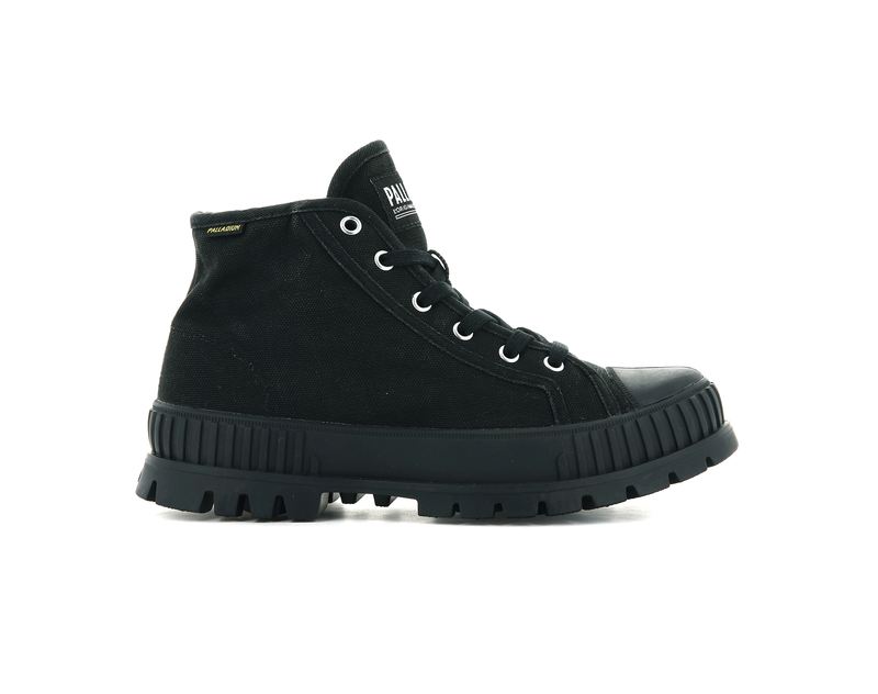 Black/Black Men\'s Palladium Pallashock Mid Og High Tops | Israel  JTIYMZ-816