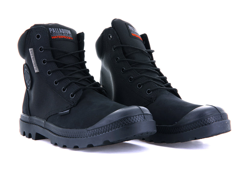 Black/Black Men's Palladium Pampa Sc Wpn U-S Boots | Israel  LYHNDK-462