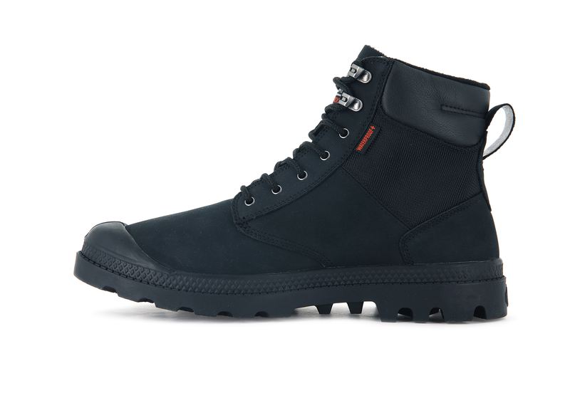 Black/Black Men's Palladium Pampa Shield Wp+ Lux High Tops | Israel  ITJCRN-134