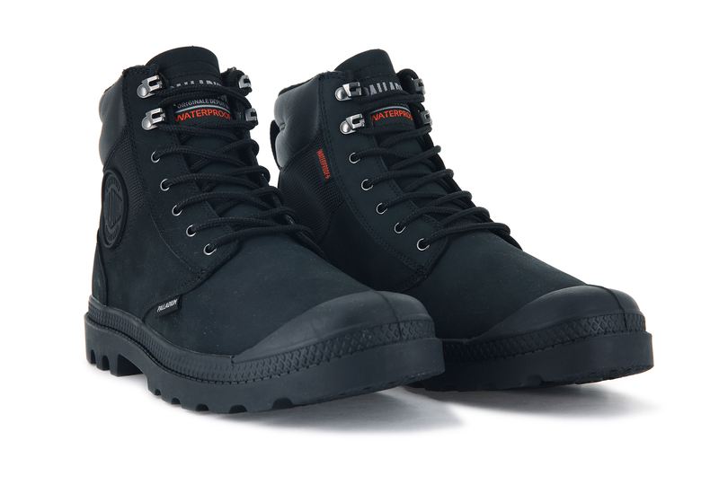 Black/Black Men's Palladium Pampa Shield Wp+ Lux High Tops | Israel  ITJCRN-134