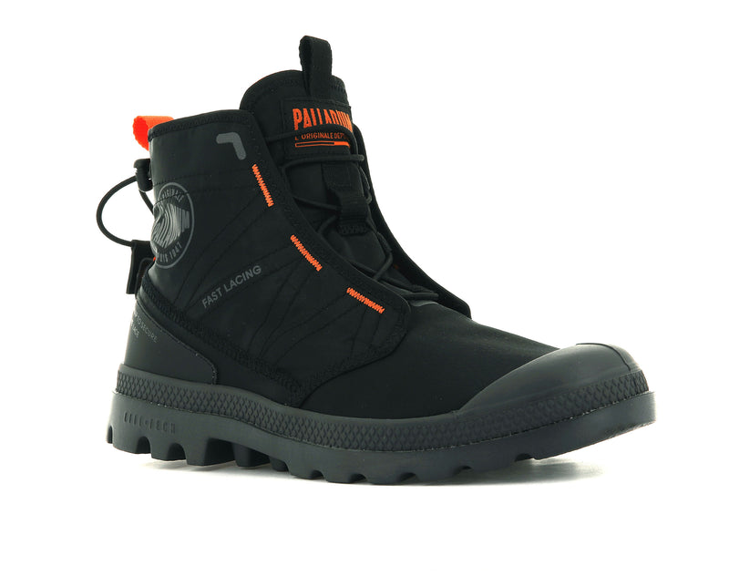 Black/Black Men's Palladium Pampa Travel Lite Boots | Israel  WXAHPY-081