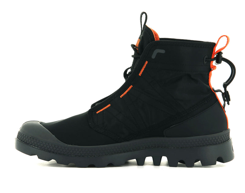 Black/Black Men's Palladium Pampa Travel Lite Boots | Israel  WXAHPY-081