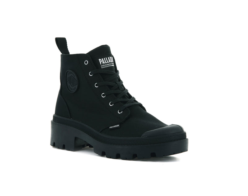 Black/Black Women's Palladium Pallabase Twill Boots | Israel  HJMRND-098