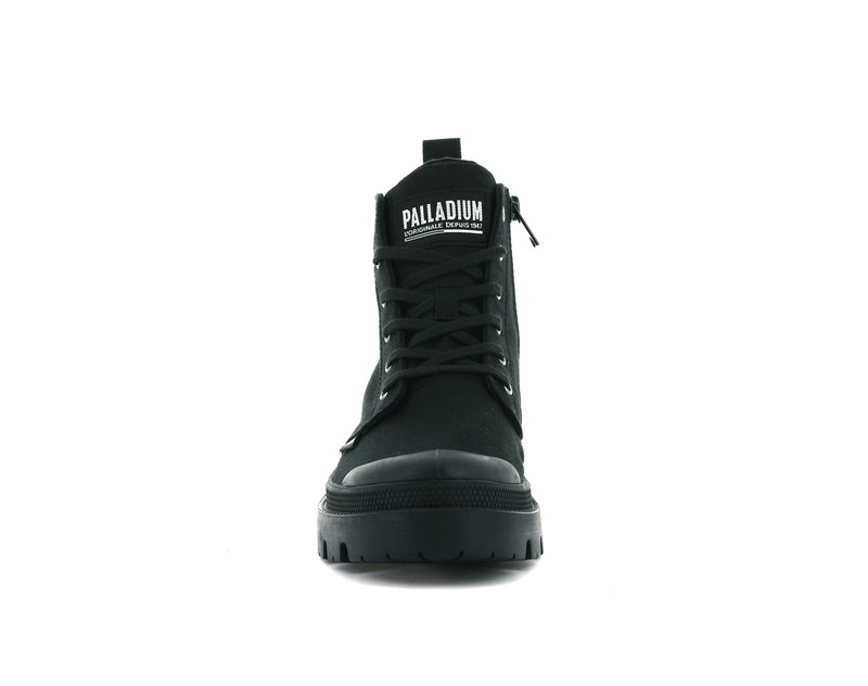 Black/Black Women's Palladium Pallabase Twill Boots | Israel  HJMRND-098