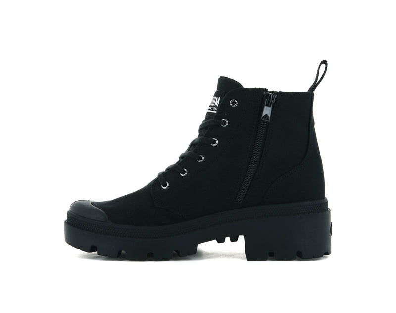 Black/Black Women's Palladium Pallabase Twill Boots | Israel  HJMRND-098