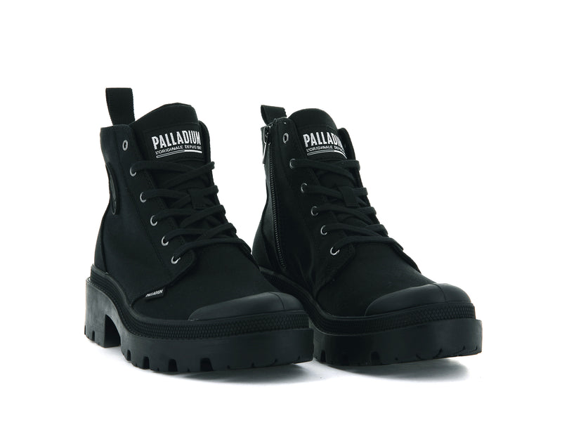 Black/Black Women's Palladium Pallabase Twill Boots | Israel  HJMRND-098