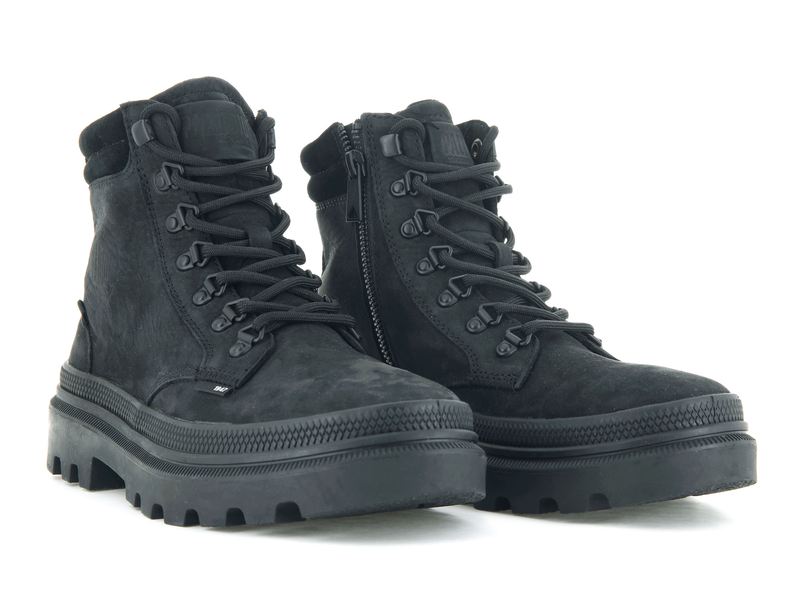 Black/Black Women's Palladium Pallatrooper Hiker Nubuck Boots | Israel  DROUKW-352