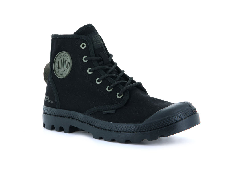 Black/Black Women's Palladium Pampa Hi Htg Supply Boots | Israel  OFKBGM-416