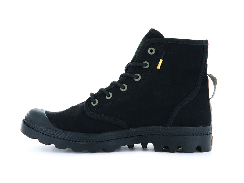 Black/Black Women's Palladium Pampa Hi Htg Supply Boots | Israel  OFKBGM-416