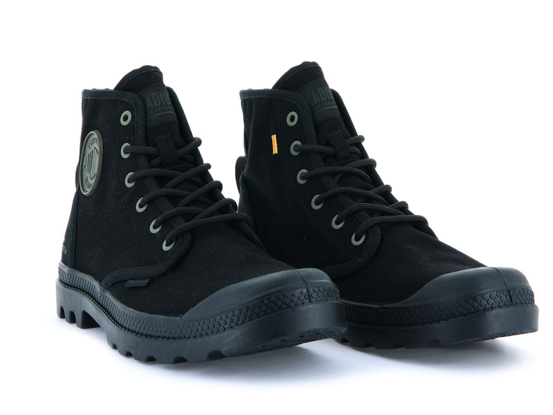 Black/Black Women's Palladium Pampa Hi Htg Supply Boots | Israel  OFKBGM-416