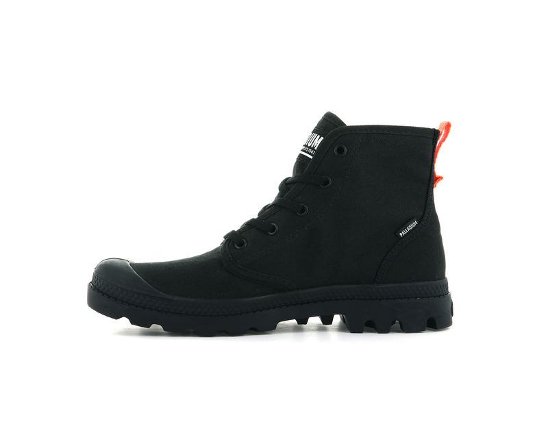 Black/Black Women's Palladium Pampa Hi Twill Boots | Israel  CWVASF-516