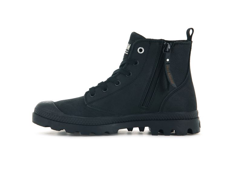 Black/Black Women's Palladium Pampa Hi Zip Sl High Tops | Israel  RVLCUS-567