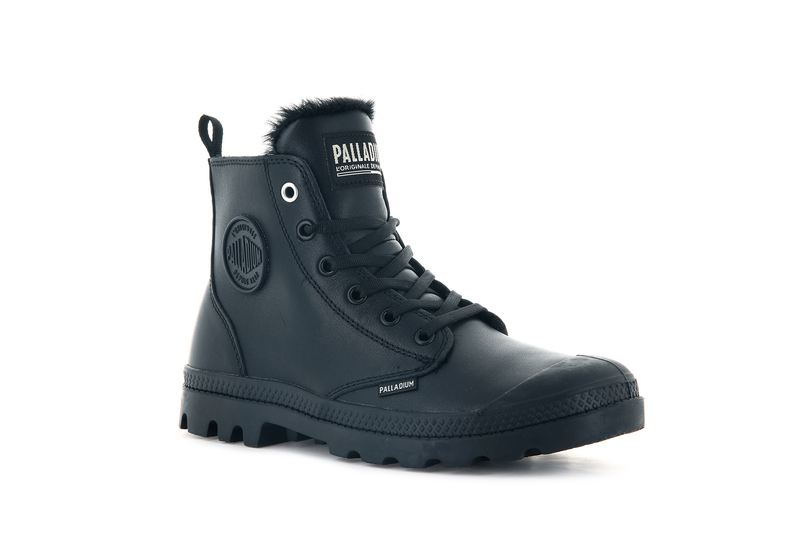 Black/Black Women's Palladium Pampa Hi Zip Leather S High Tops | Israel  VUBXOA-195