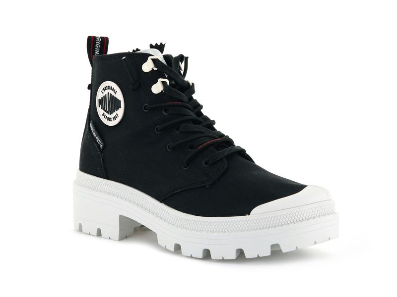 Black/Marshmallow Women's Palladium Pallabase Metro High Tops | Israel  TGNCUI-387