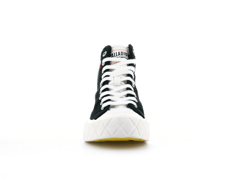 Black Men's Palladium Palla Ace Canvas Mid High Tops | Israel  RZHSTK-473