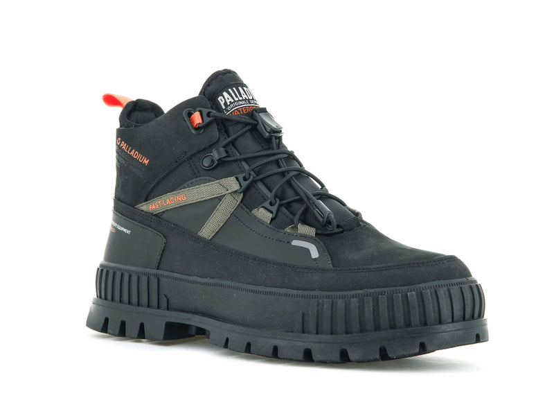 Black Men's Palladium Pallashock Travel Wp+ Boots | Israel  FVIWTS-019