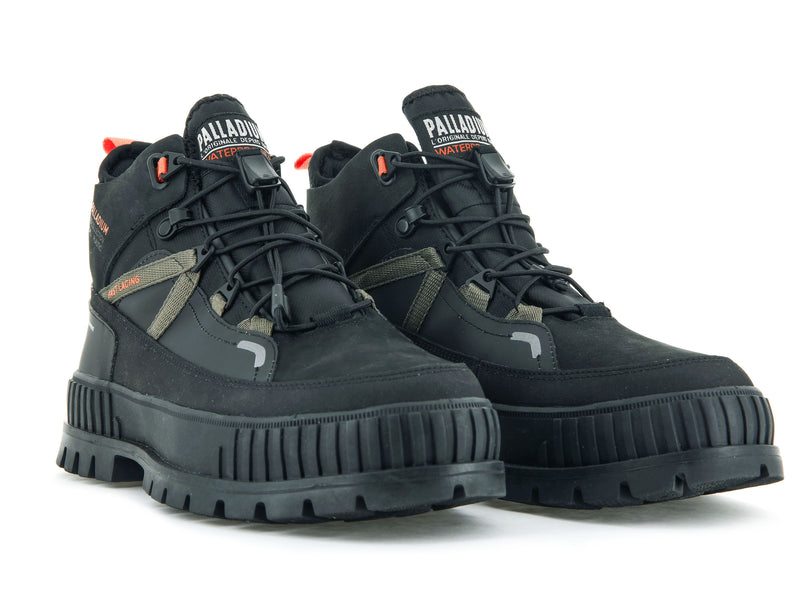 Black Men's Palladium Pallashock Travel Wp+ Boots | Israel  FVIWTS-019