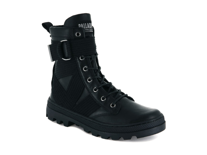 Black Women's Palladium Pallabosse Tact St Leather Boots | Israel  LRAFGM-419