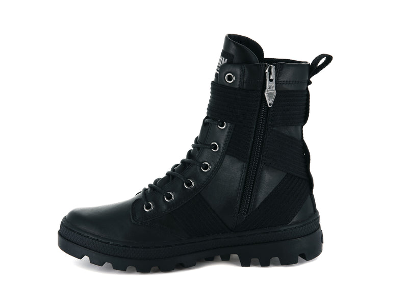 Black Women's Palladium Pallabosse Tact St Leather Boots | Israel  LRAFGM-419