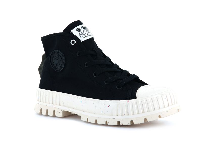 Black Women's Palladium Pallashock Mid Organic High Tops | Israel  YDSAPE-293