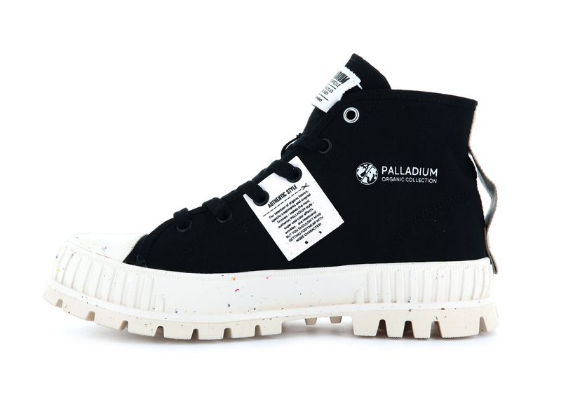 Black Women's Palladium Pallashock Mid Organic High Tops | Israel  YDSAPE-293