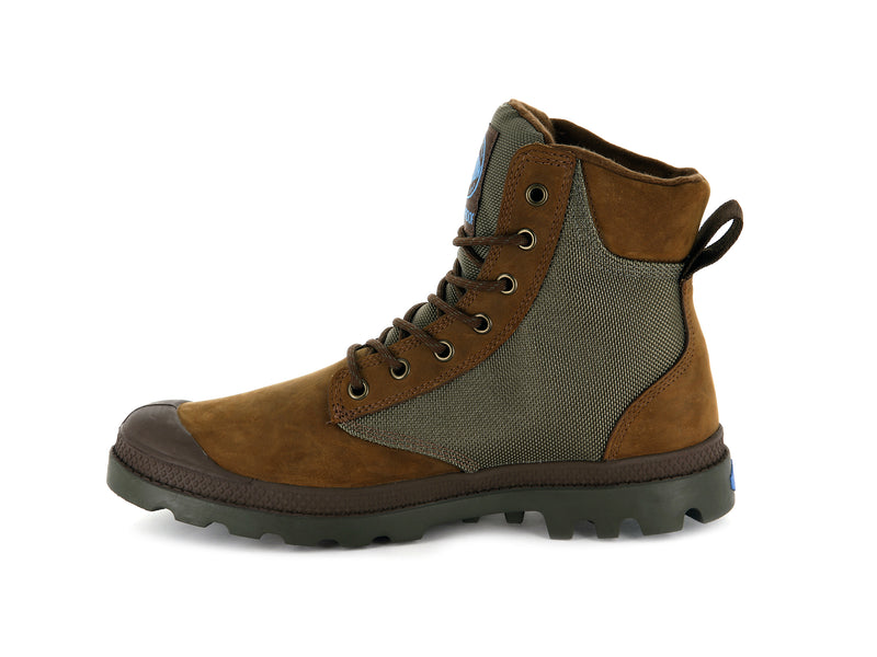 Bridle Brown/Moon Mist Kids' Palladium Pampa Sport Cuff Wpn Boots | Israel  IDYGZA-563