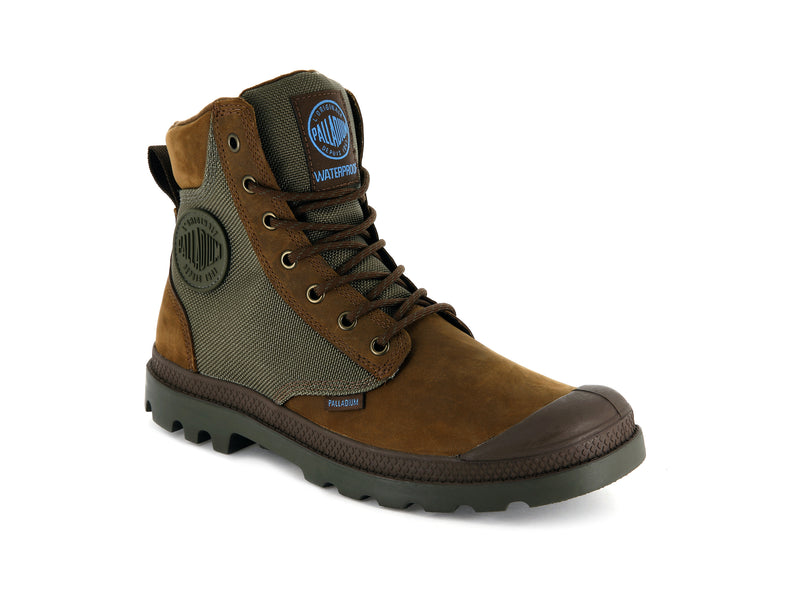 Bridle Brown/Moon Mist Men's Palladium Pampa Sport Cuff Wpn Boots | Israel  NRZLJG-490