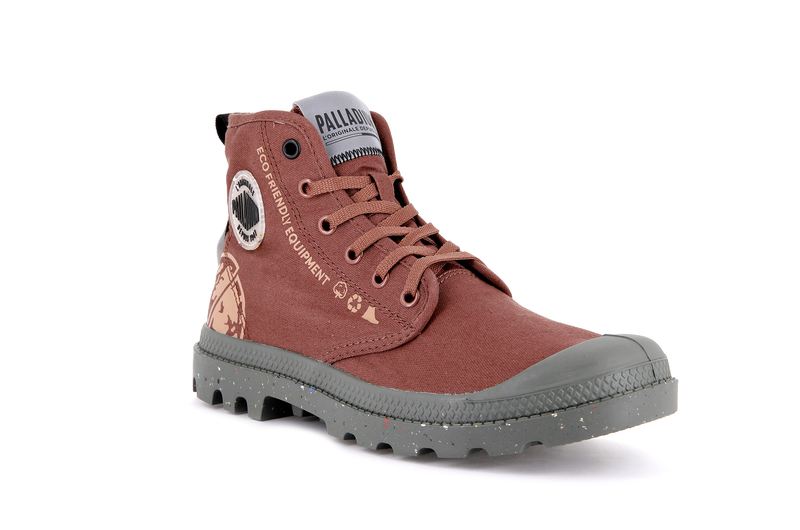 Copper Brown Women's Palladium Pampa Organic Metro High Tops | Israel  JZGHNE-086