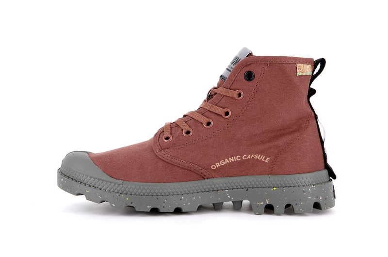 Copper Brown Women's Palladium Pampa Organic Metro High Tops | Israel  JZGHNE-086