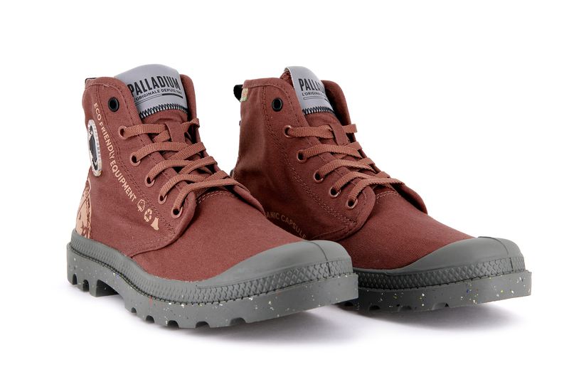 Copper Brown Women's Palladium Pampa Organic Metro High Tops | Israel  JZGHNE-086