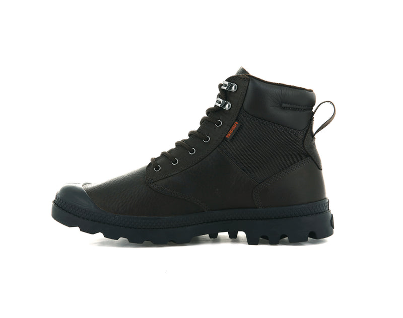 Dark Brown Kids' Palladium Pampa Shield Wp+ Lth Boots | Israel  COIFEJ-186