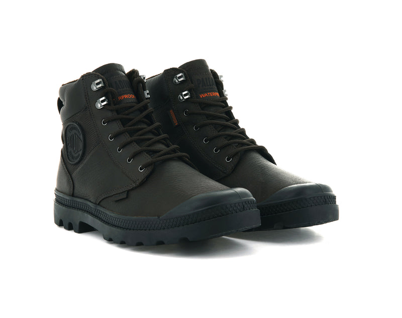 Dark Brown Kids' Palladium Pampa Shield Wp+ Lth Boots | Israel  COIFEJ-186