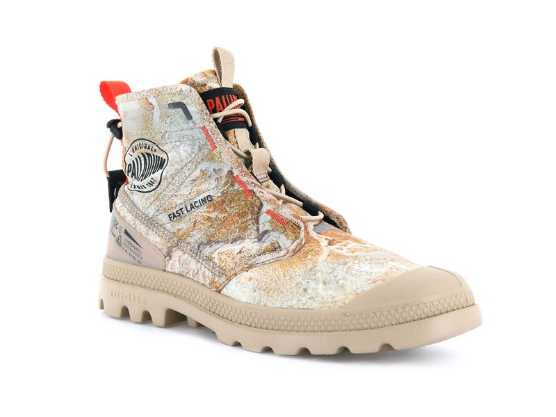 Desert Print Men's Palladium Pampa Travel Lite E Boots | Israel  CXKFRS-029