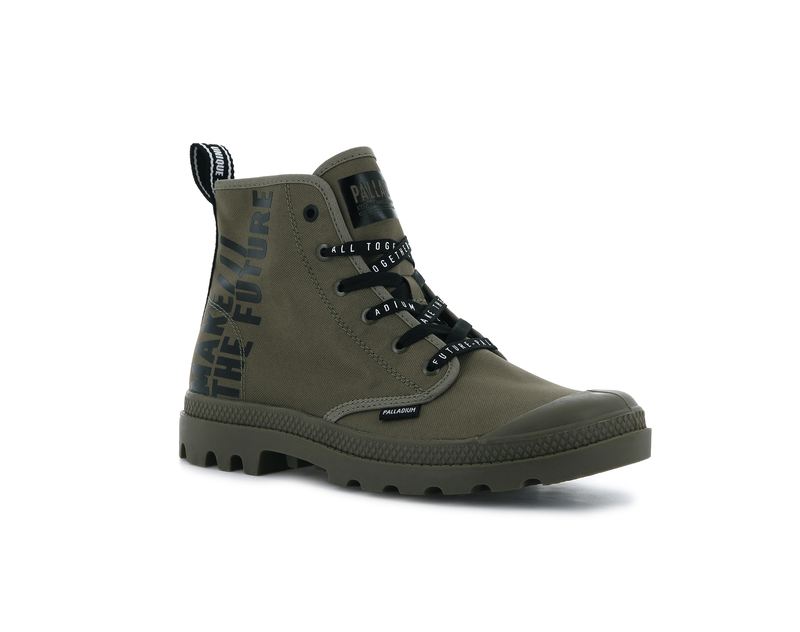 Dusky Green Kids' Palladium Pampa Hi Future Boots | Israel  NMTVQH-946