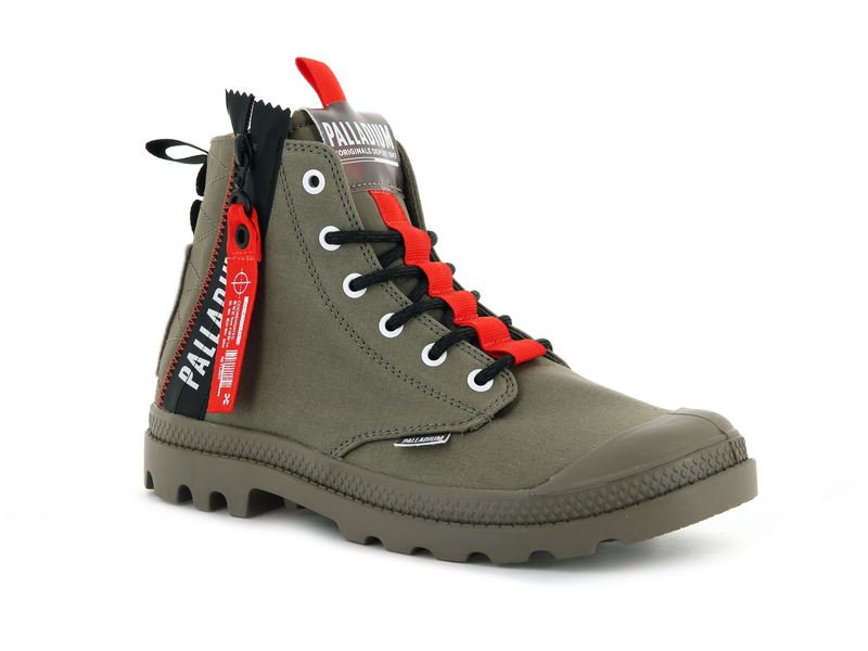 Dusky Green Women's Palladium Pampa Hi Ticket To Earth Boots | Israel  BJQWAH-524