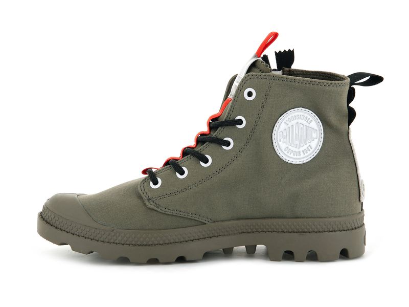 Dusky Green Women's Palladium Pampa Hi Ticket To Earth Boots | Israel  BJQWAH-524